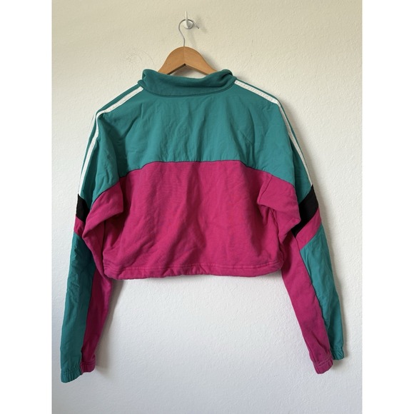 Adidas Originals Vintage 90's Color-Block Half Zip Cropped Sweatshirt Size M - Picture 7 of 15